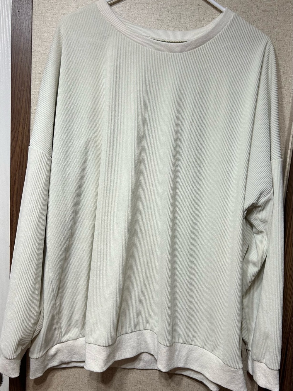 Women's Cream Ribbed Pullover Sweater